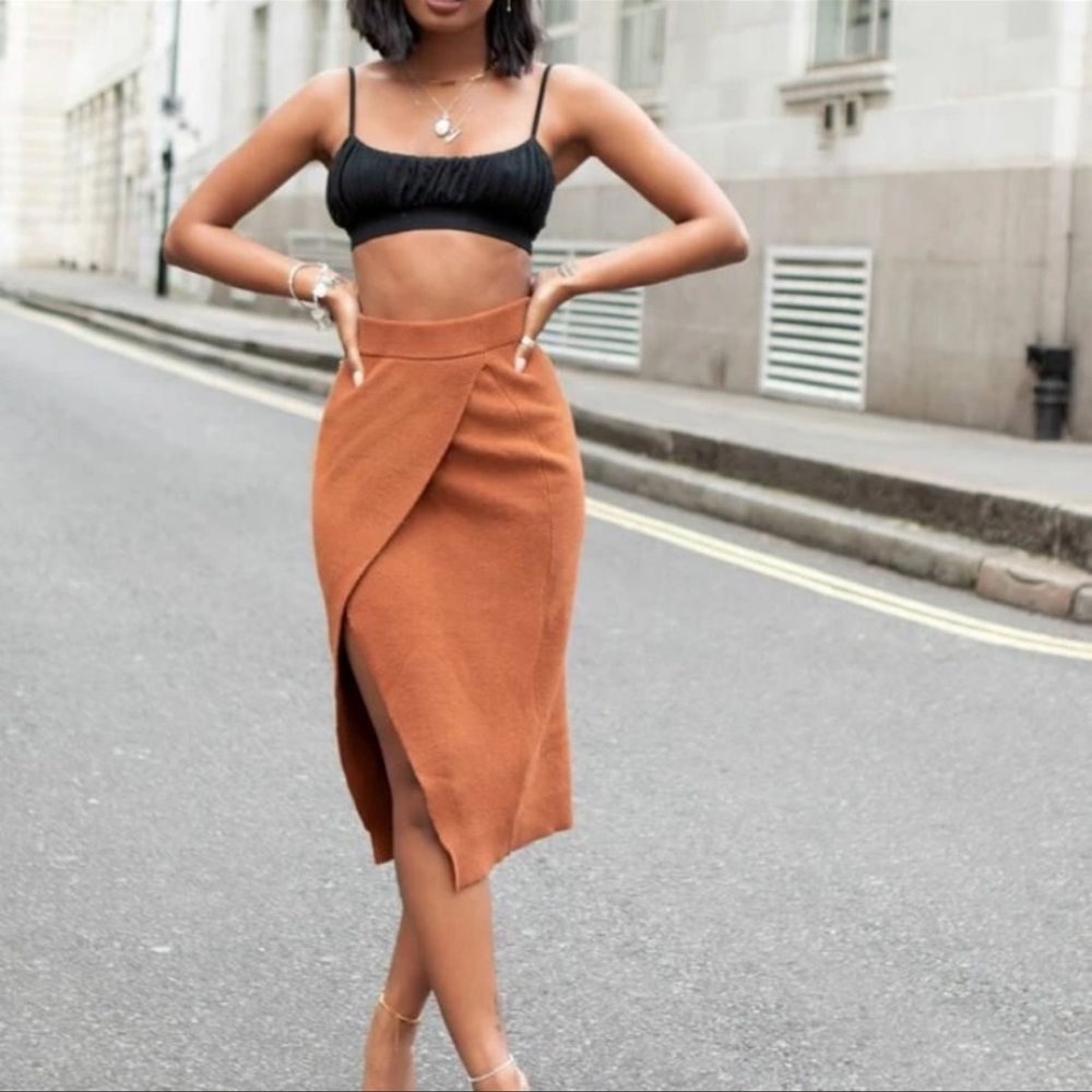 Urban Outfitters Wrap Kint Midi Skirt